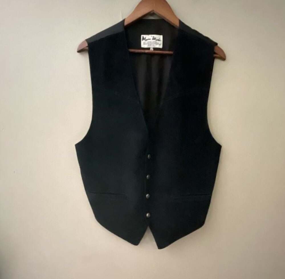 Vintage Black Suede Genuine Leather Western Vest
